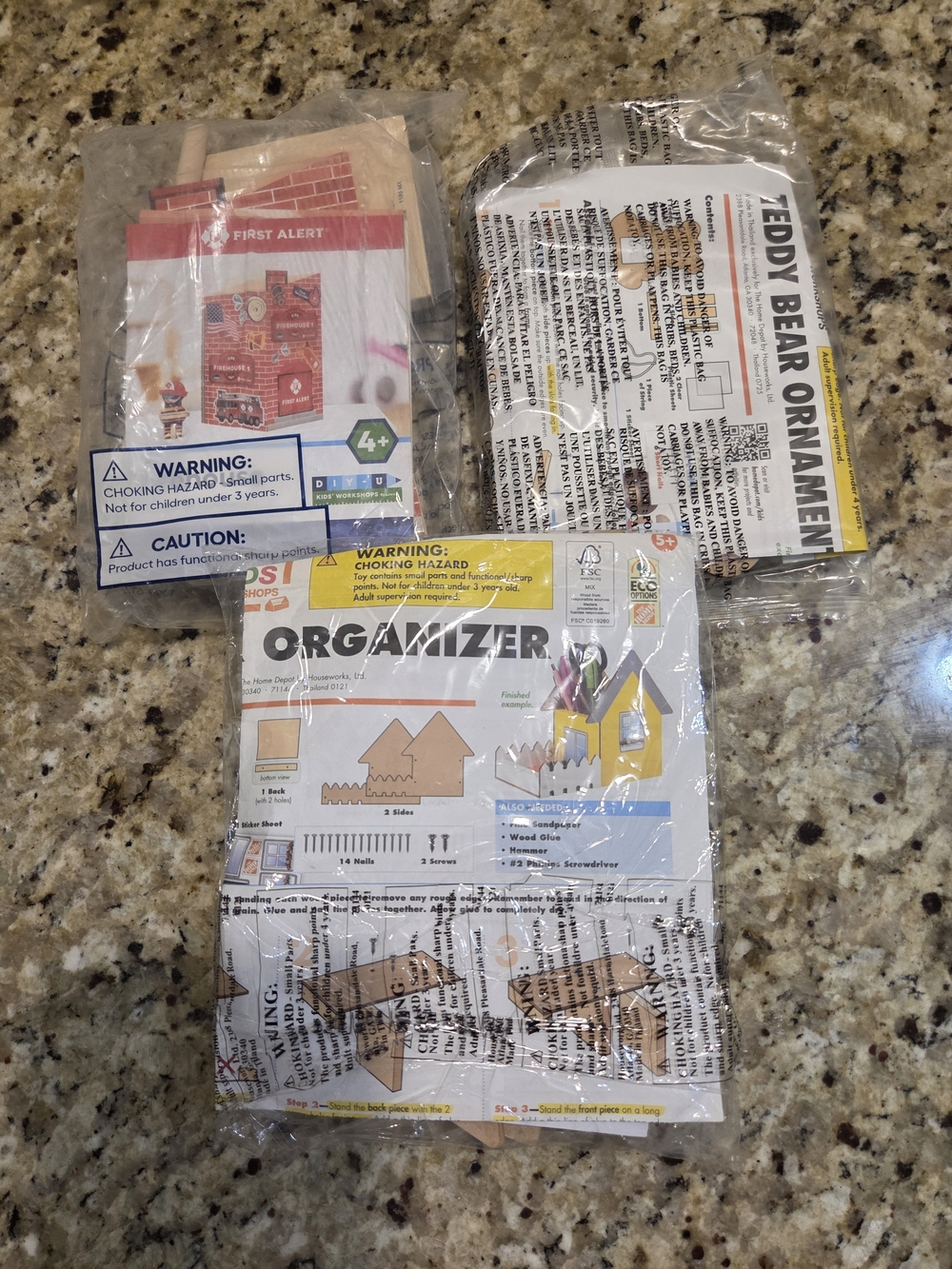 Lot of 3 Home Depot Lowes Kids Workshop Craft Kits NEW Sealed Pins DIY Wood